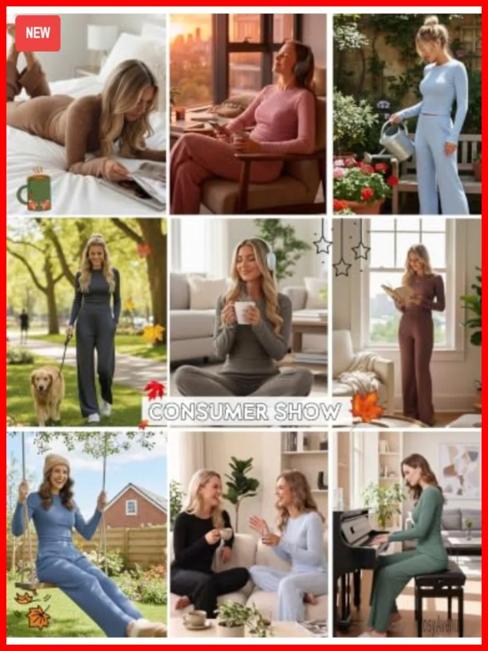 Slim Fit Long Sleeve Ribbed Knit Pajama Set with Pockets